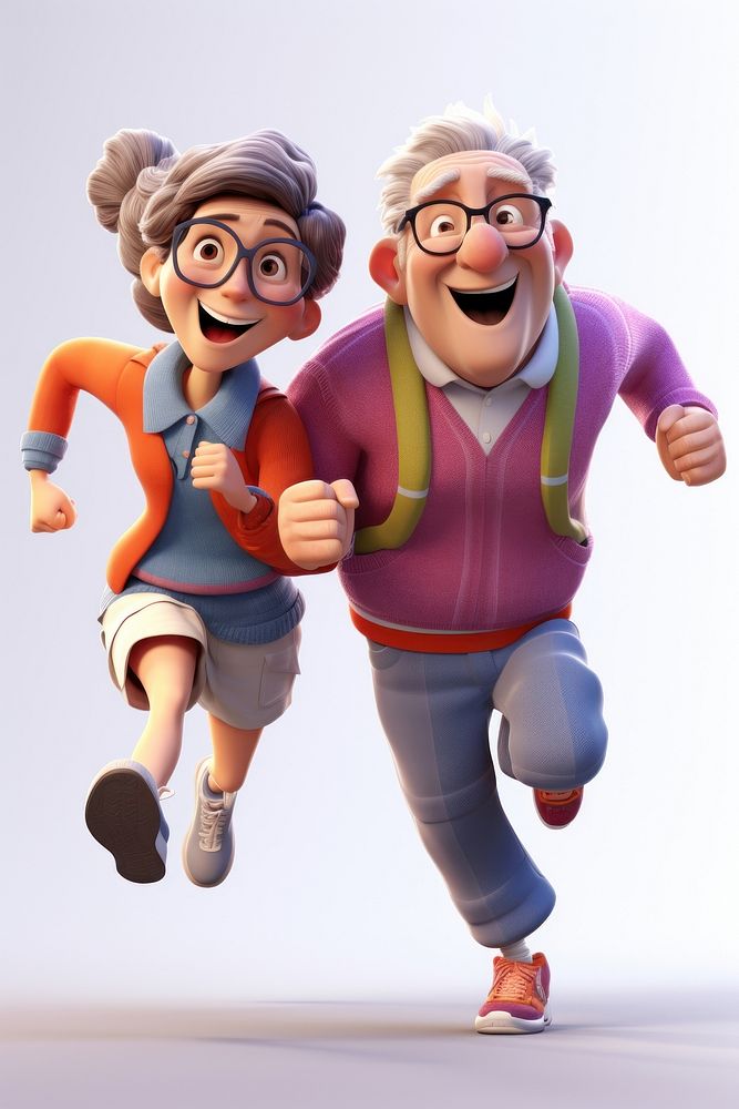 Running joy togetherness retirement. AI generated Image by rawpixel.