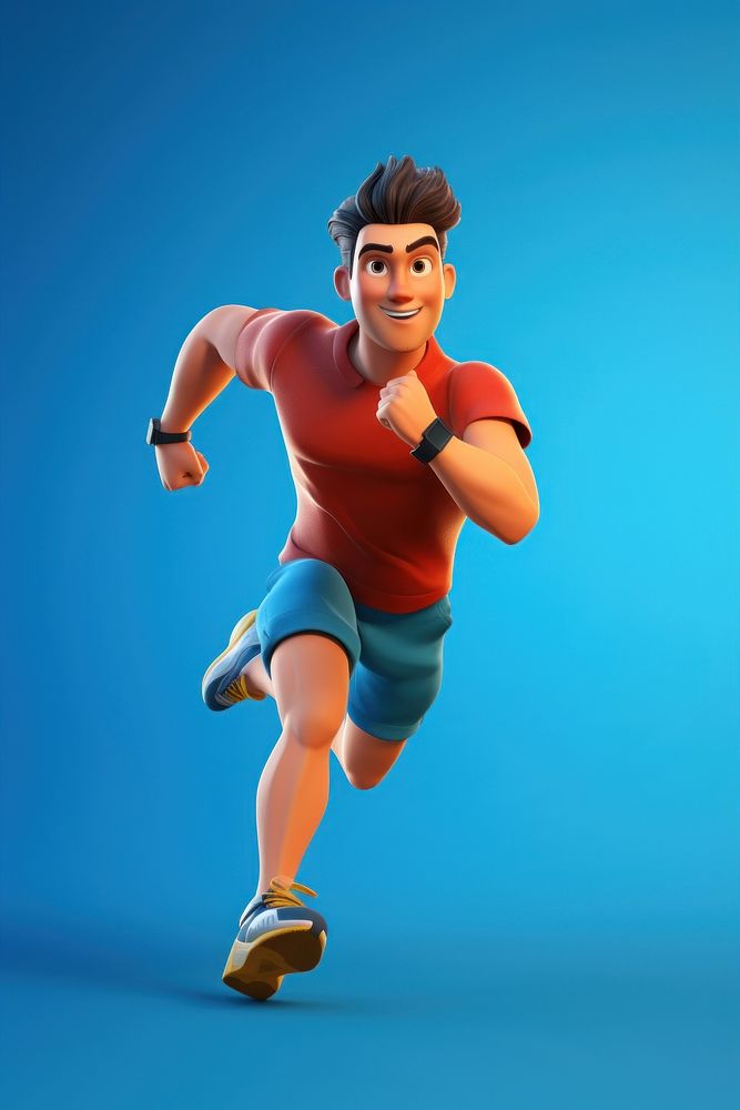 Running cartoon determination bodybuilding. AI generated Image by rawpixel.