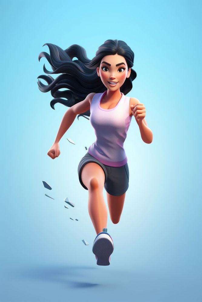 Running cartoon female adult. AI generated Image by rawpixel.