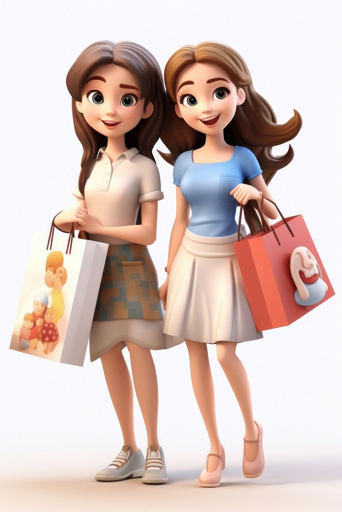 Shopping handbag cartoon skirt. AI generated Image by rawpixel.