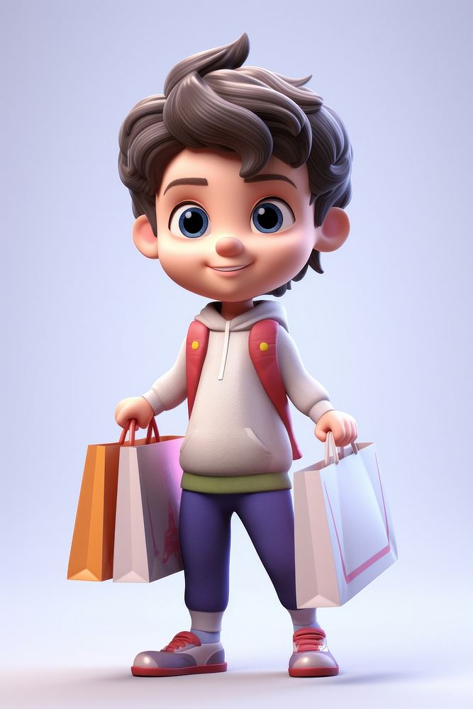 Shopping cartoon cute doll. AI generated Image by rawpixel.