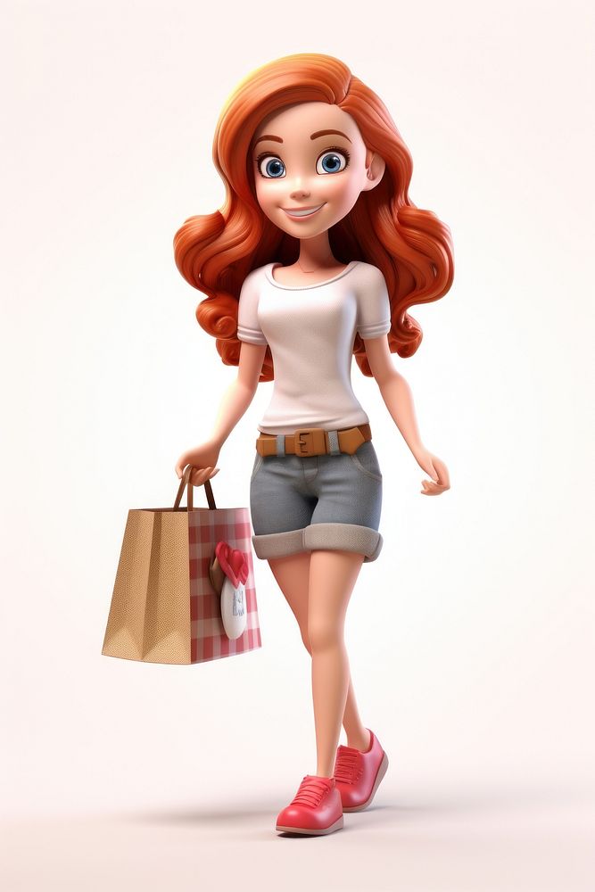 Figurine shopping handbag cartoon. AI generated Image by rawpixel.