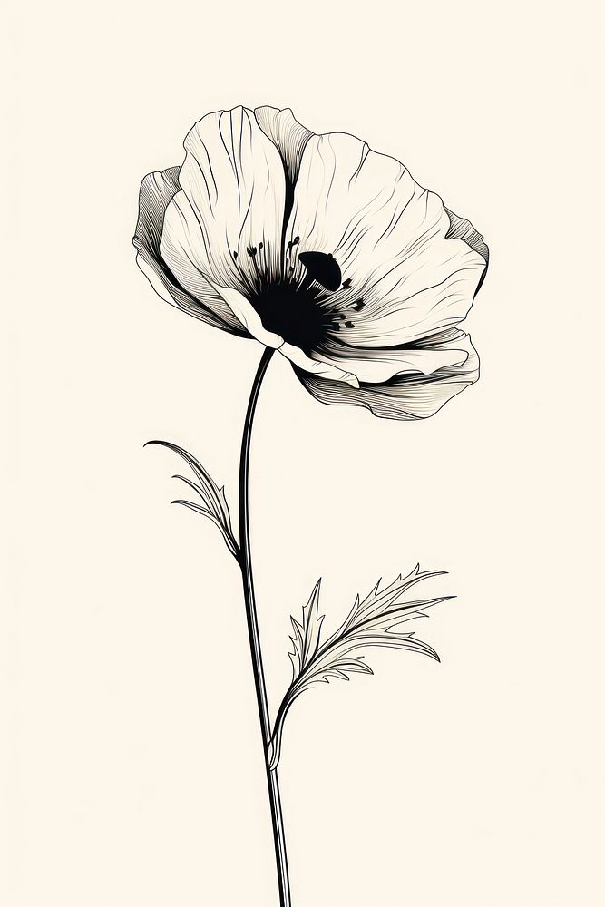 Drawing flower sketch plant. AI generated Image by rawpixel.