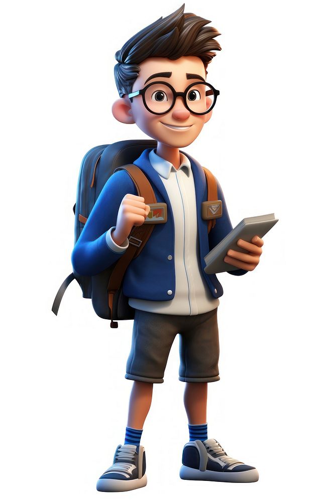 Backpack cartoon white background intelligence. AI generated Image by rawpixel.