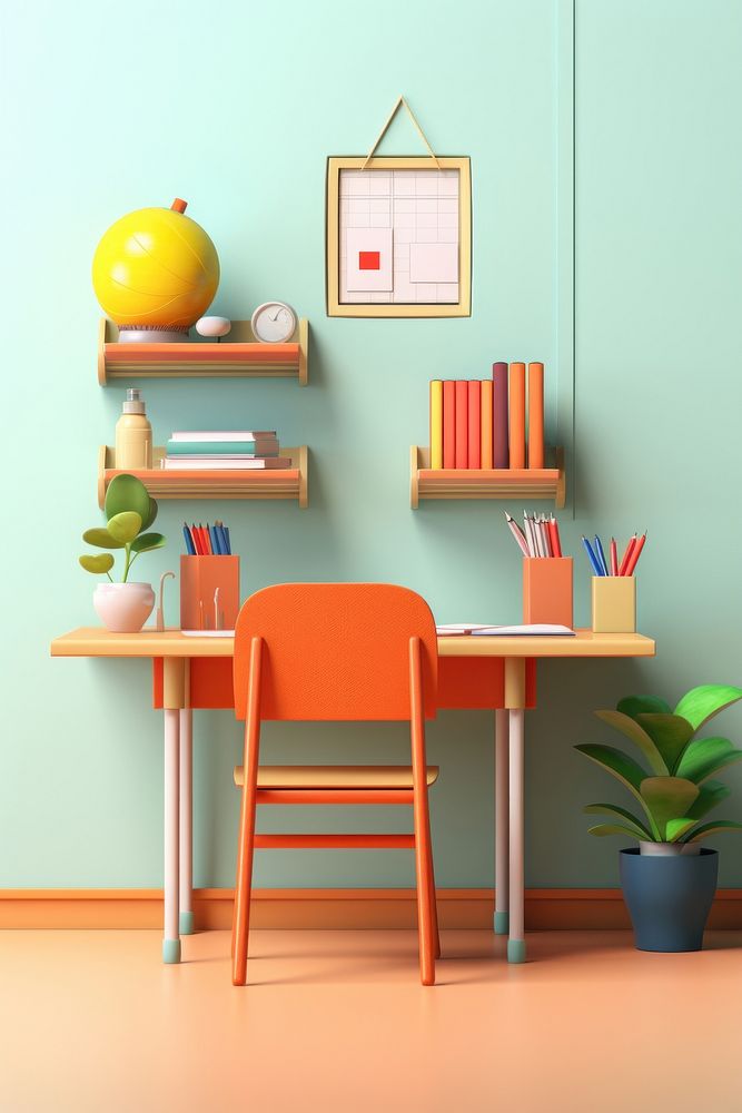 Furniture classroom chair table. AI generated Image by rawpixel.