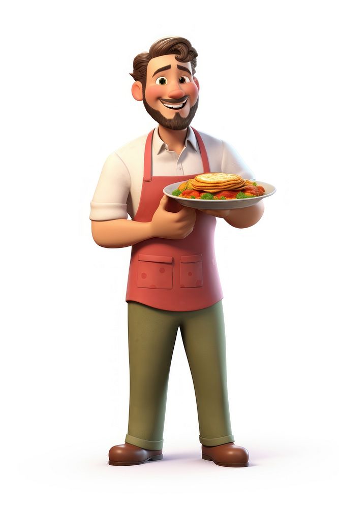 Cartoon smiling adult cook. 