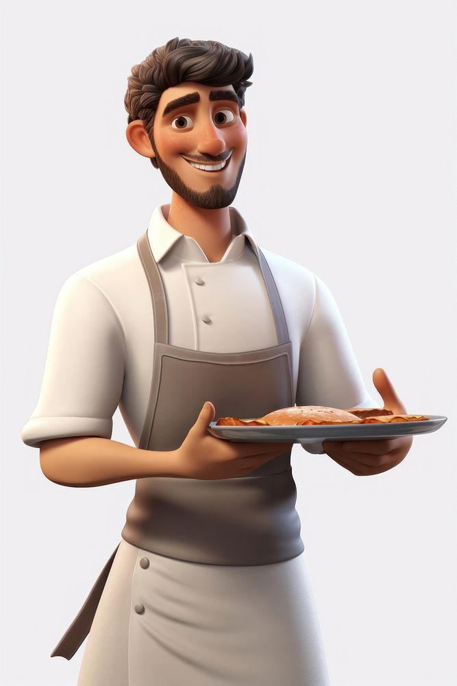 Smiling cartoon waiter adult. AI generated Image by rawpixel.