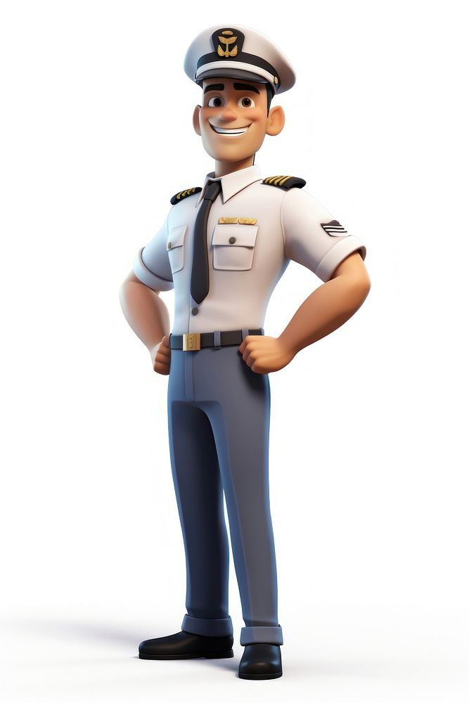 Officer cartoon white background protection. AI generated Image by rawpixel.