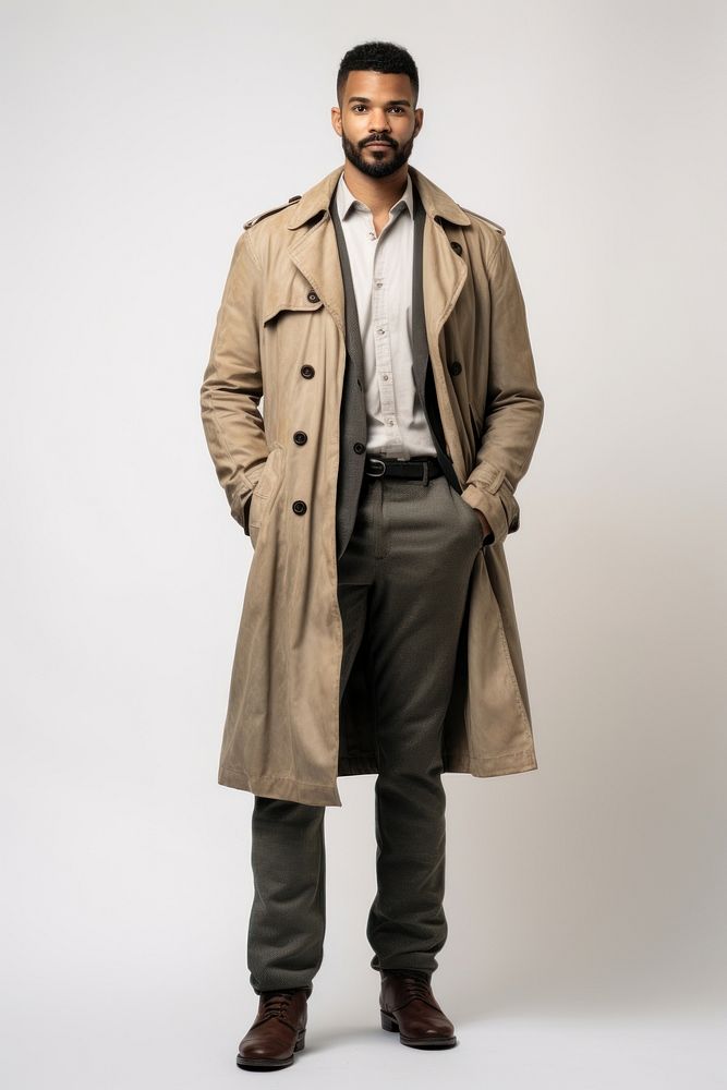 Coat overcoat white background trench coat. AI generated Image by rawpixel.