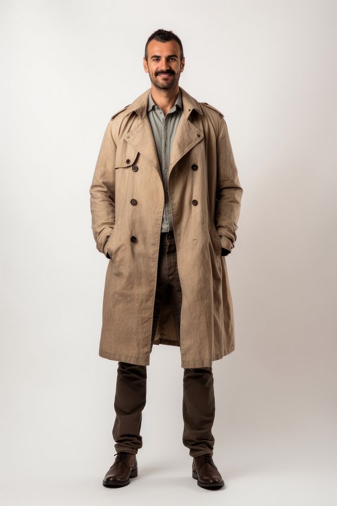 Coat overcoat white background trench coat. AI generated Image by rawpixel.