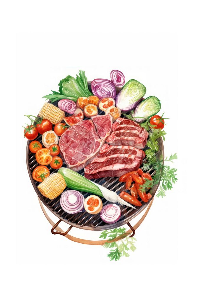 Meat food vegetable barbecue. AI generated Image by rawpixel.