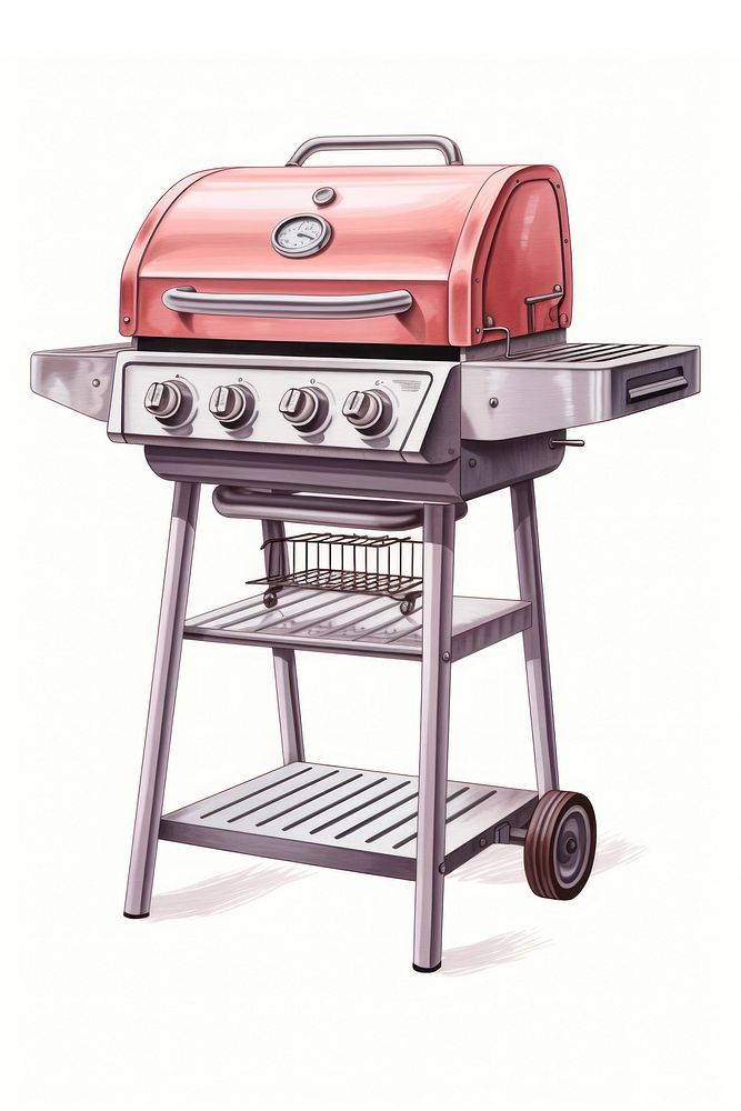 Barbecue grilling red white background. AI generated Image by rawpixel.