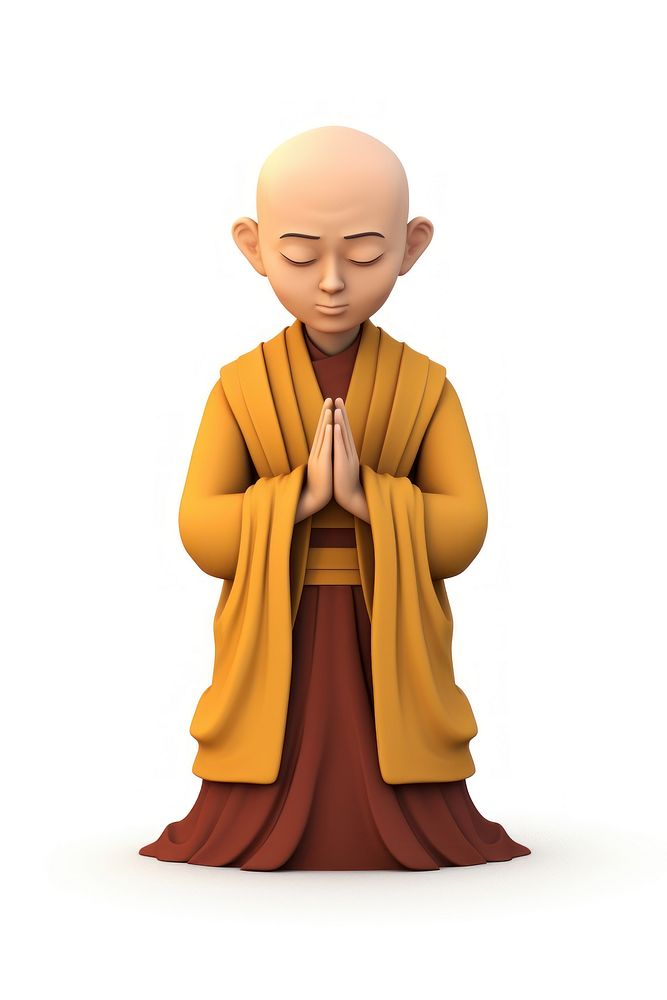 Monk praying cartoon adult. AI generated Image by rawpixel.