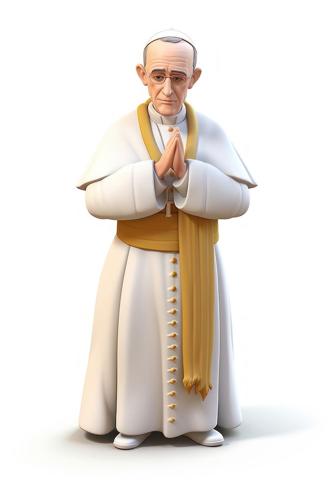 Cartoon adult pope white background. AI generated Image by rawpixel.