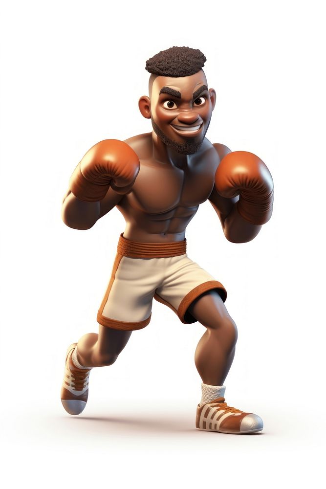 Cartoon boxing white background determination. AI generated Image by rawpixel.
