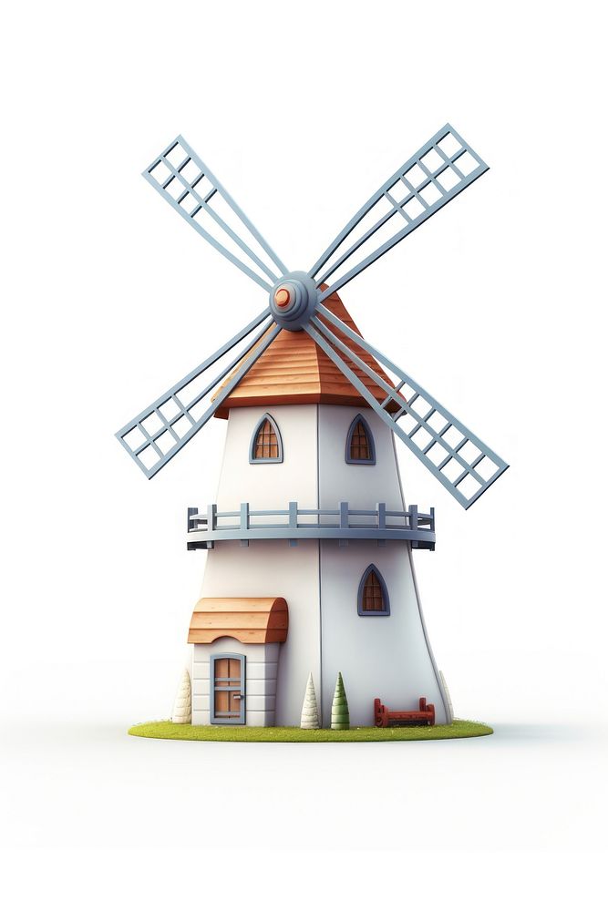 Windmill outdoors white background architecture. AI generated Image by rawpixel.