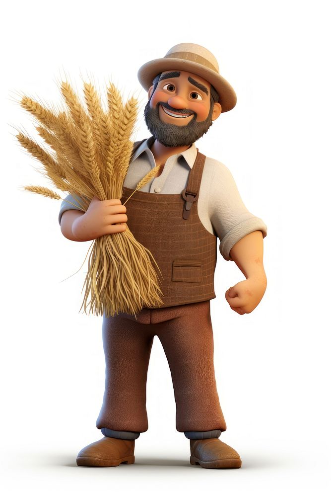 Farmer wheat white background agriculture. AI generated Image by rawpixel.