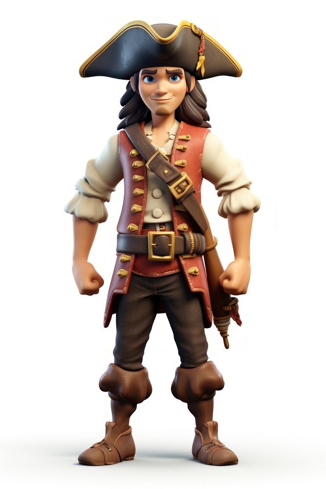 Cartoon pirate white background front view. AI generated Image by rawpixel.
