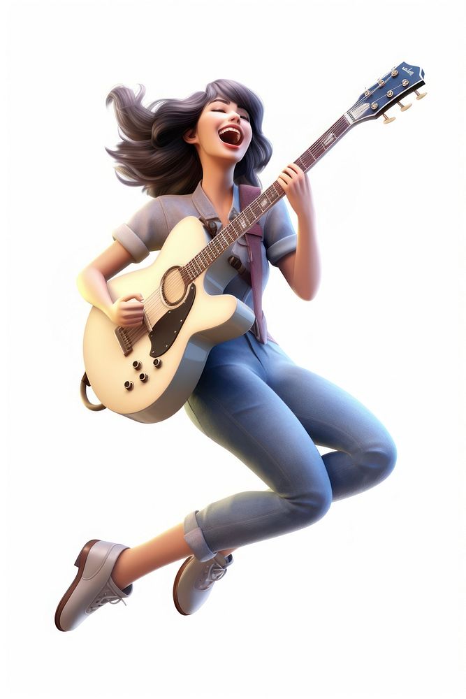Guitar musician cartoon adult. AI generated Image by rawpixel.