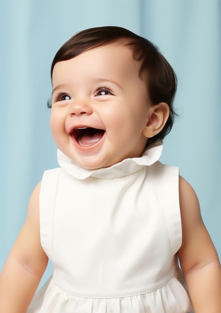 Baby laughing white innocence. AI generated Image by rawpixel.