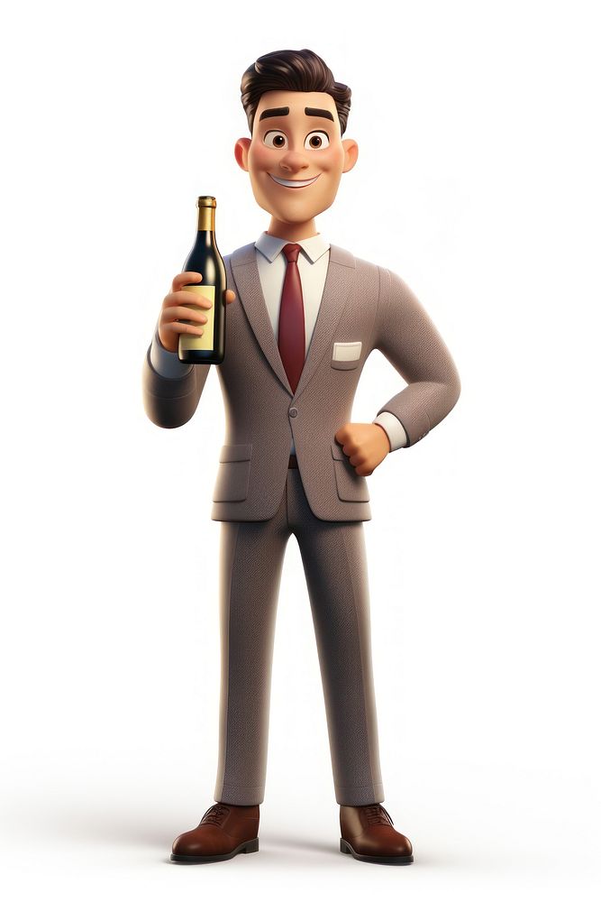Bottle cartoon wine suit. AI generated Image by rawpixel.