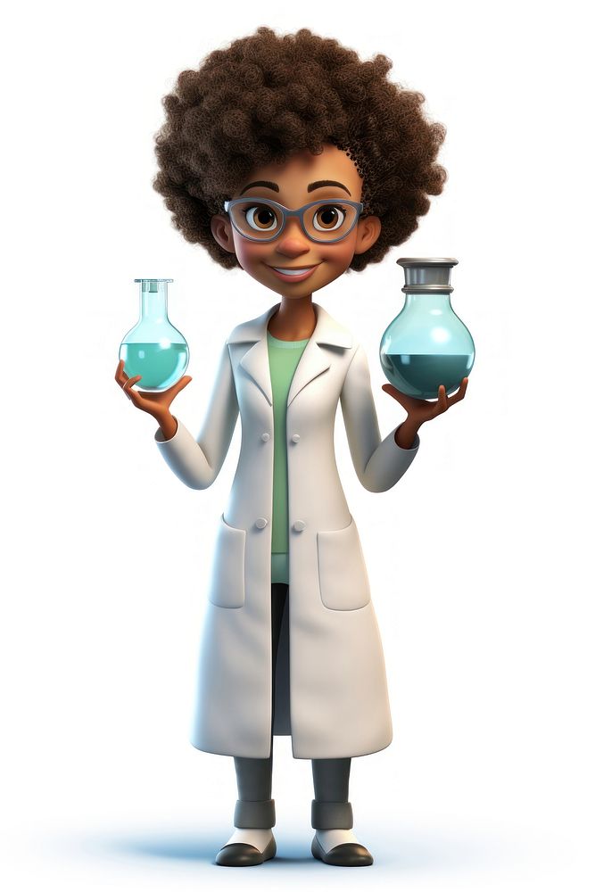Scientist cartoon white background biochemistry. AI generated Image by rawpixel.