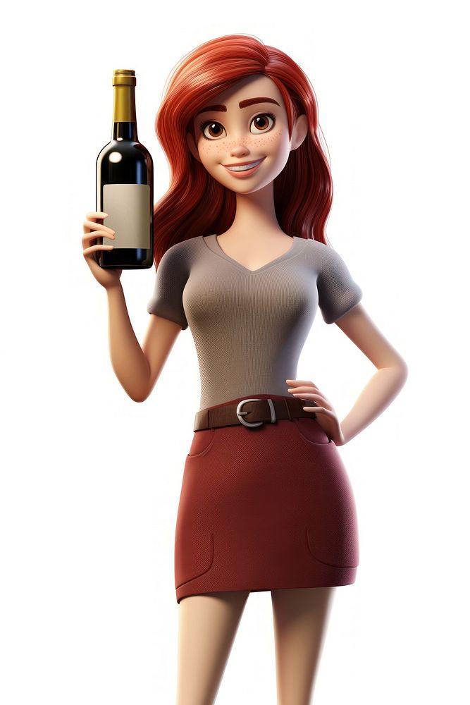 Bottle wine miniskirt cartoon. AI generated Image by rawpixel.