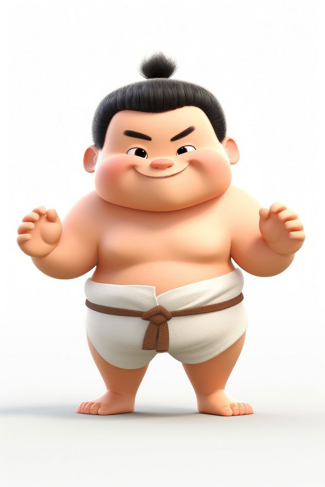 Cartoon sumo white background representation. AI generated Image by rawpixel.