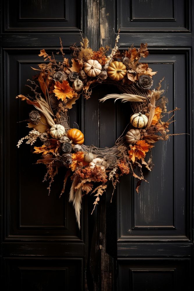 Wreath autumn door leaf. AI generated Image by rawpixel.