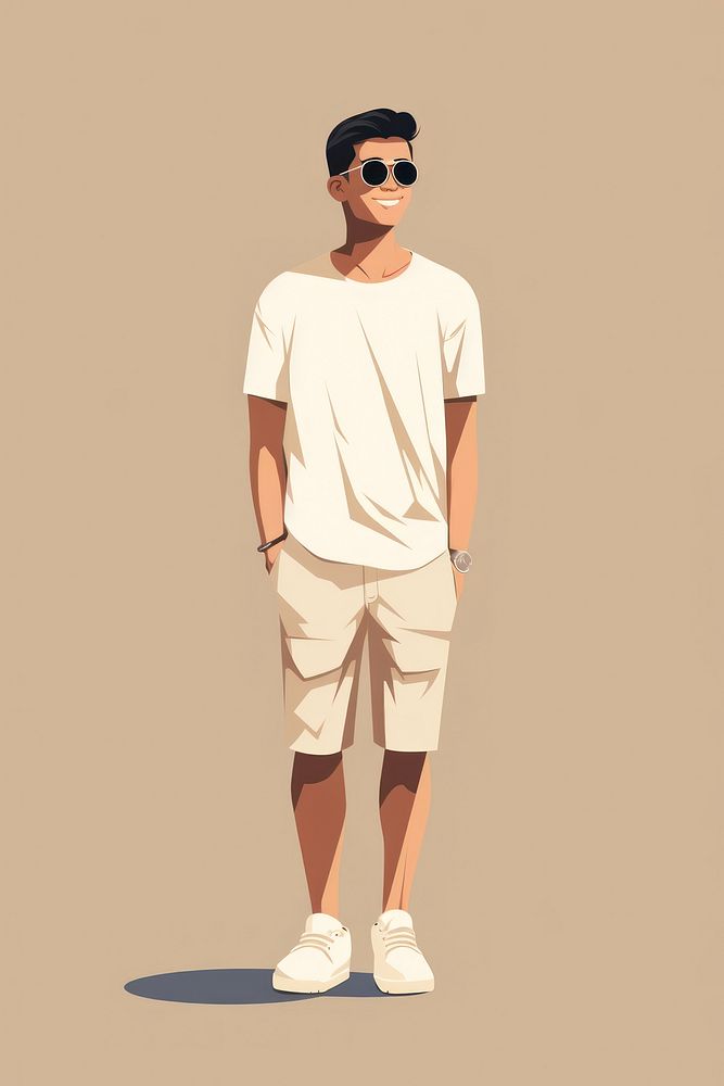 Standing t-shirt shorts sleeve. AI generated Image by rawpixel.