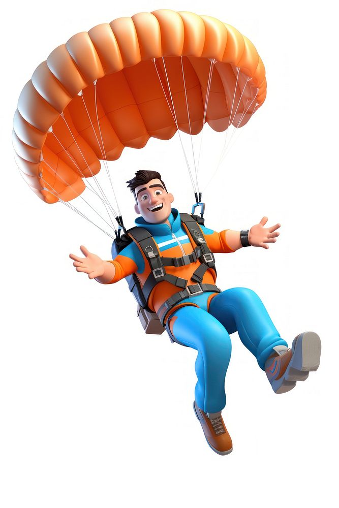 Parachuting adventure parachute cartoon. AI generated Image by rawpixel.