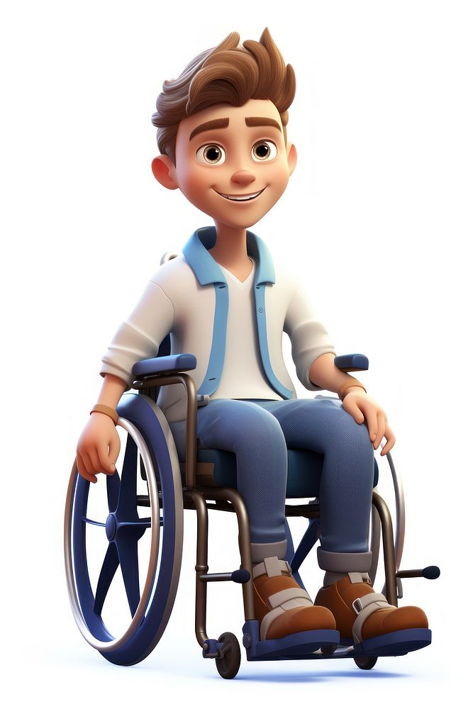 Wheelchair sitting cartoon white background. AI generated Image by rawpixel.