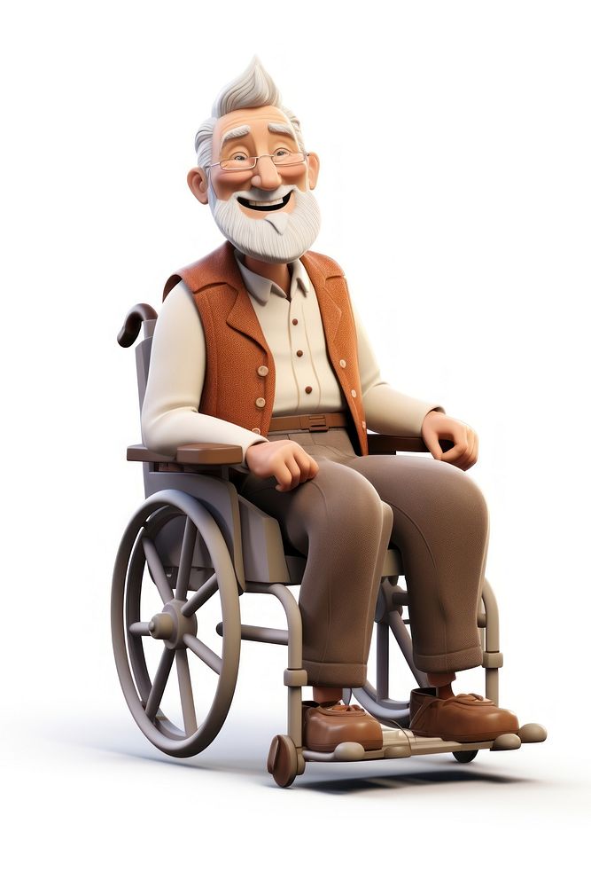 Wheelchair sitting cartoon white background. AI generated Image by rawpixel.