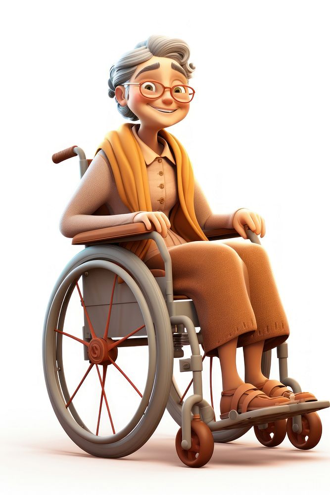 Wheelchair adult cartoon woman. 