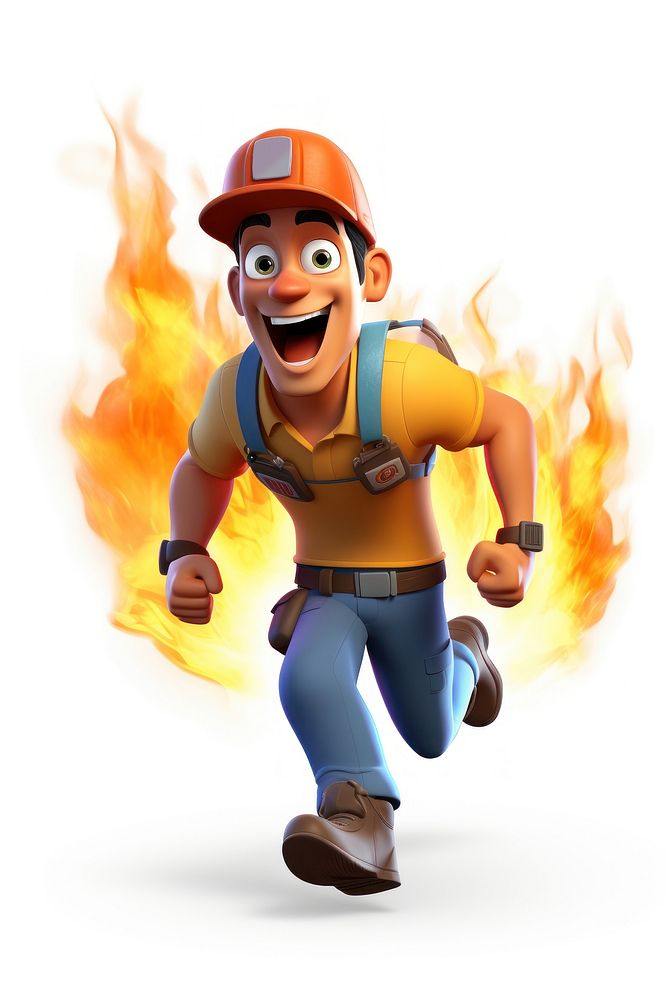 Cartoon adult fire white background. AI generated Image by rawpixel.