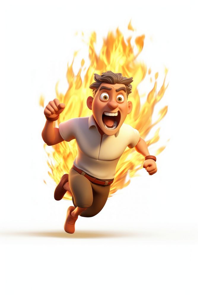 Cartoon fire face white background. AI generated Image by rawpixel.