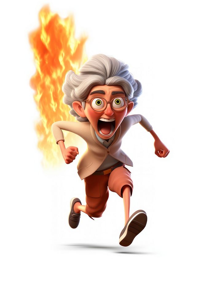 Cartoon fire face white background. AI generated Image by rawpixel.
