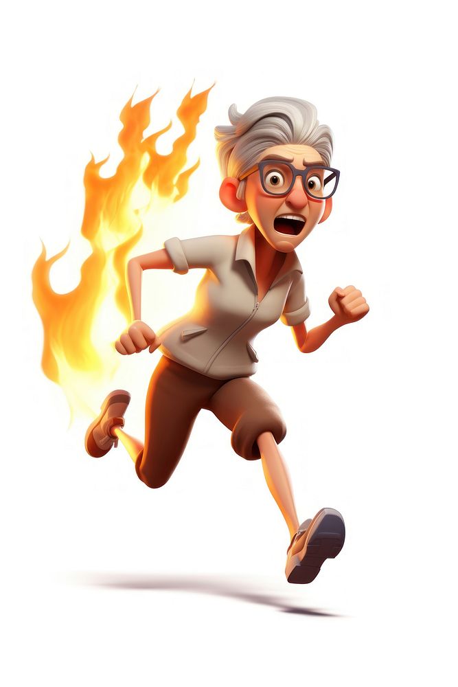 Fire cartoon face white background. AI generated Image by rawpixel.