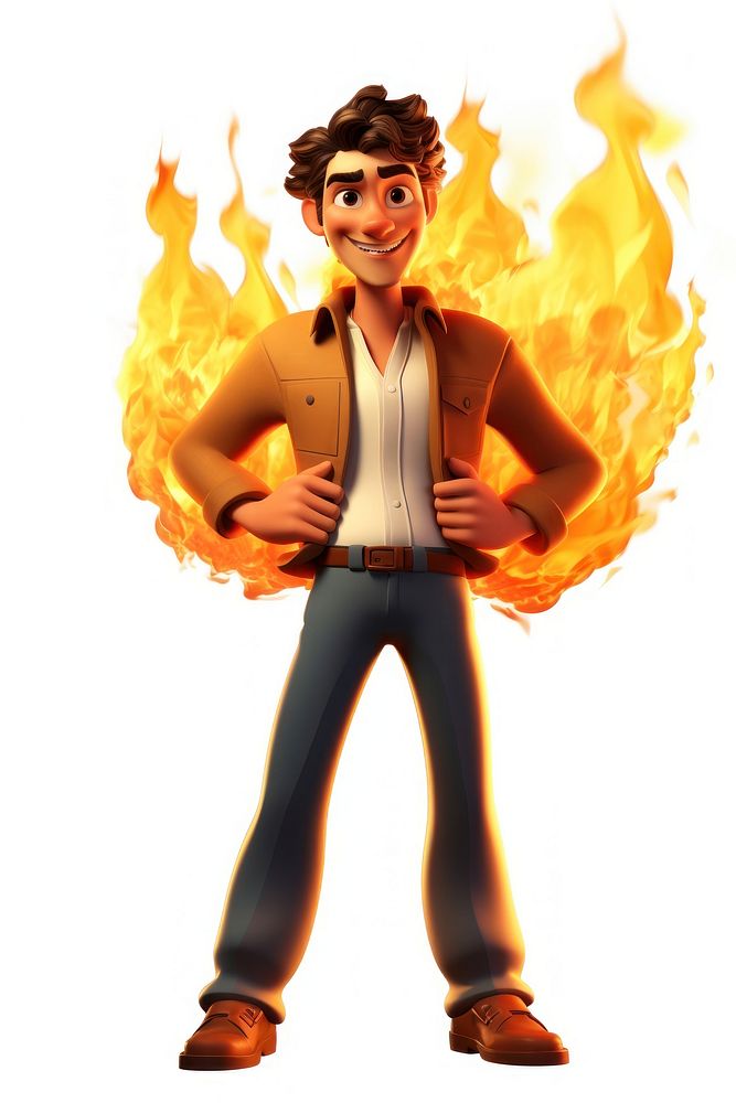 Cartoon fire portrait adult. 