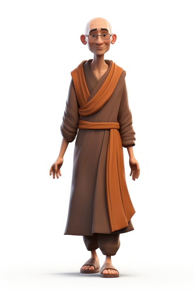 Monk cartoon adult robe. AI generated Image by rawpixel.