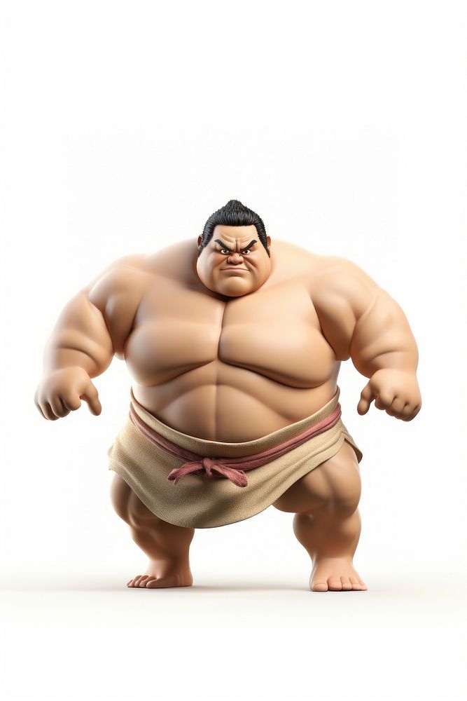 Cartoon sumo white background bodybuilding. AI generated Image by rawpixel.