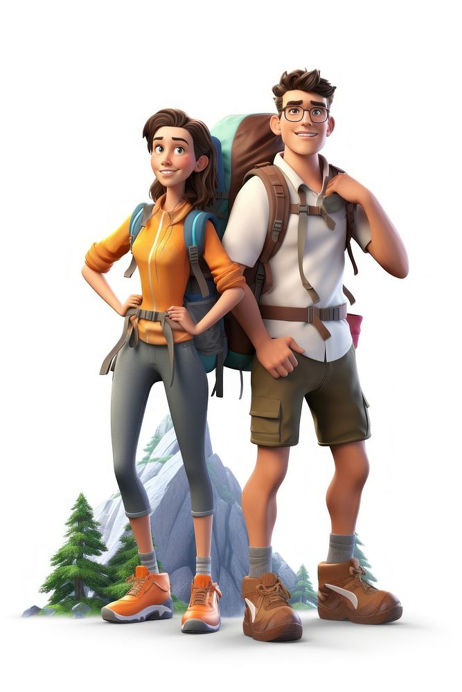 Hiking backpack outdoors cartoon. AI generated Image by rawpixel.