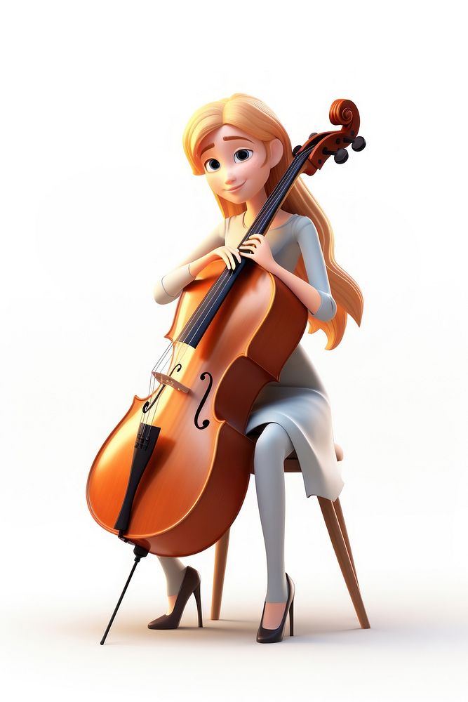 Cello cartoon white background performance. AI generated Image by rawpixel.