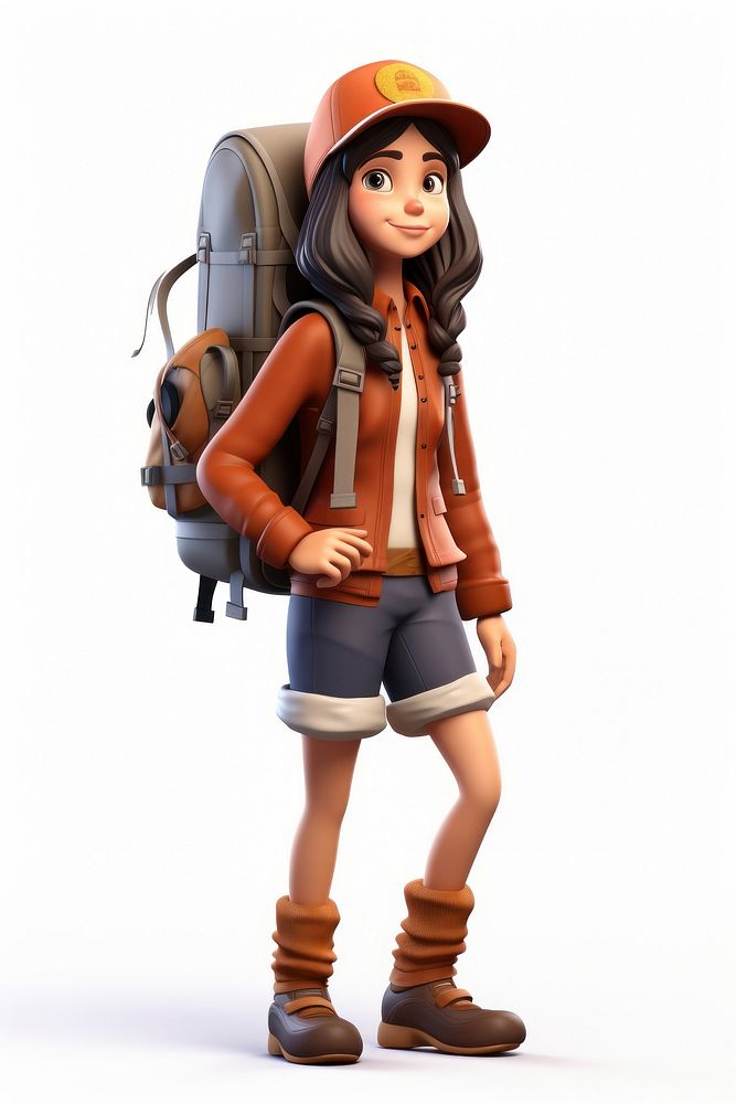 Backpack cartoon travel white background. AI generated Image by rawpixel.