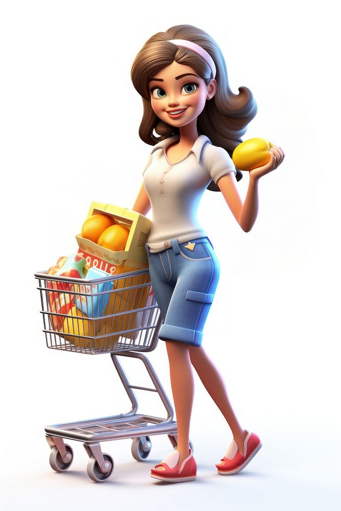 Shopping cartoon adult woman. AI generated Image by rawpixel.