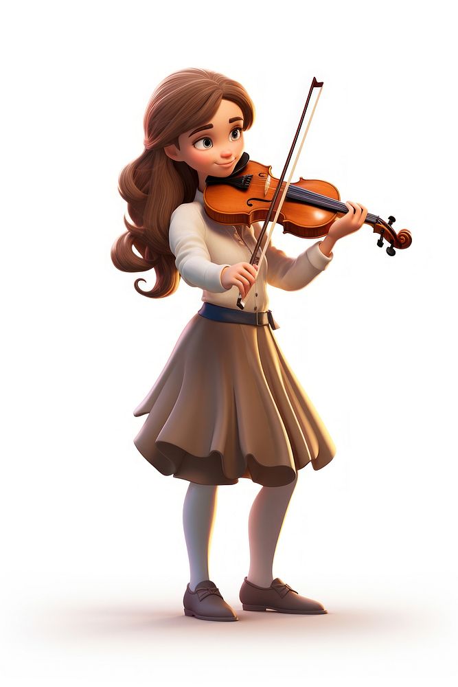 Violin cartoon girl white background. AI generated Image by rawpixel.