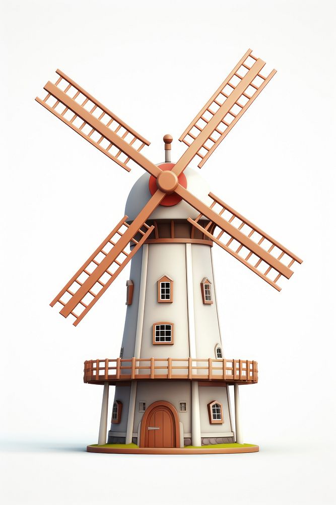Windmill machine white background architecture. AI generated Image by rawpixel.