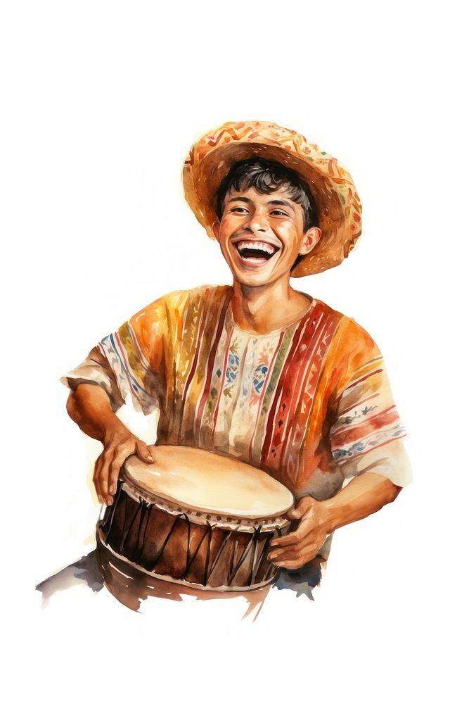 Musician drums percussion sombrero. AI generated Image by rawpixel.