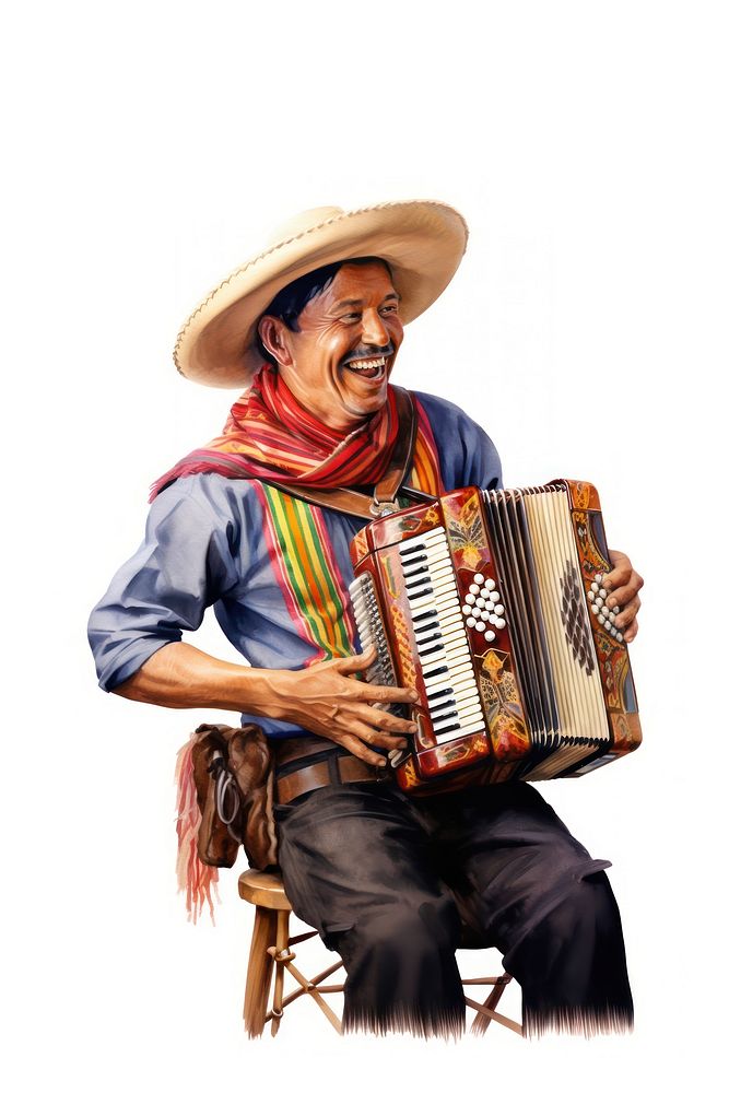 Accordion sombrero musician adult. AI generated Image by rawpixel.