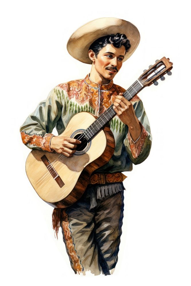 Guitar sombrero musician adult. AI generated Image by rawpixel.